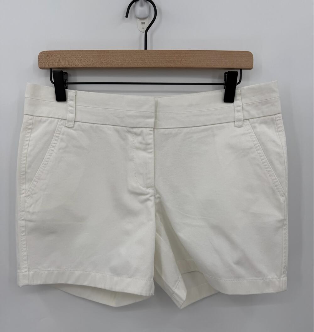 J.Crew White City Chino Shorts 5 Inch Inseam Classic Preppy Size 6 Minimalist